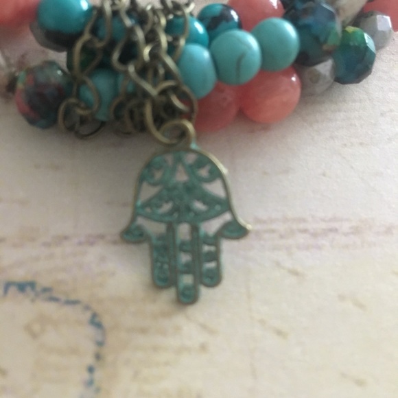 Beaded stretchy Hamsa hand bracelet - Picture 2 of 2